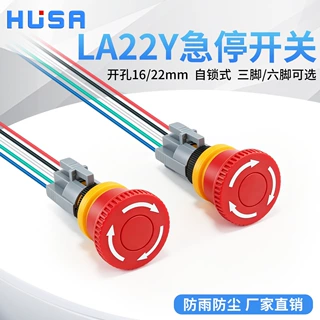 LA22Y急停按钮断电开关蘑菇头充电桩电梯停止电源一开一闭16/22mm