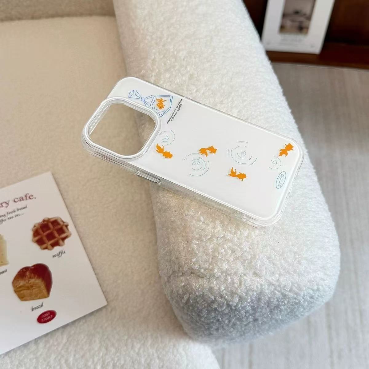 Simple ins Water Ripple Goldfish Funda para teléfono móvil iphone15 16ProMax Apple 13/14 nicho femenino 16