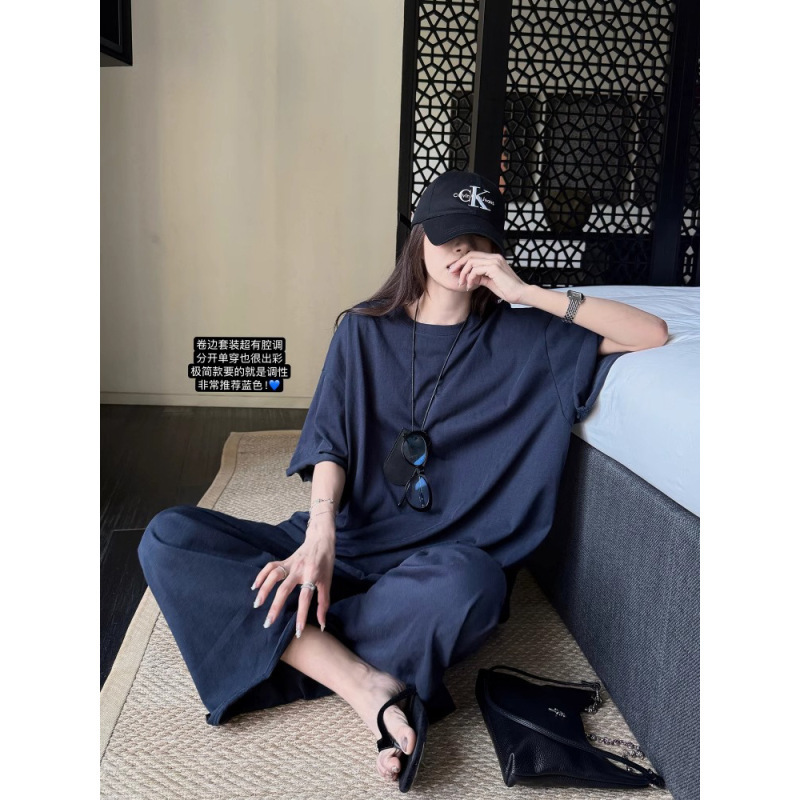 3506 #   Superniniyy Cheese Roll & Cotton Rolled Edge Simple Large T-Shirt Loose