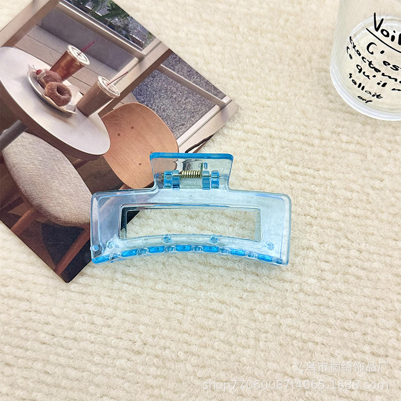 Cruzando la frontera 10,5 cm cuadrado gran clip de agarre fruta floral elegante en la parte posterior de la cabeza horquilla de la placa horquilla de tiburón tocado de agarre para el cabello