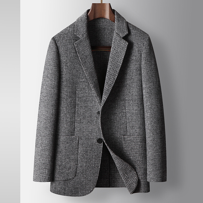Men's Clothing wool light luxury business single middle aged and young people solid color double sided wool suit jacket_voghion.com