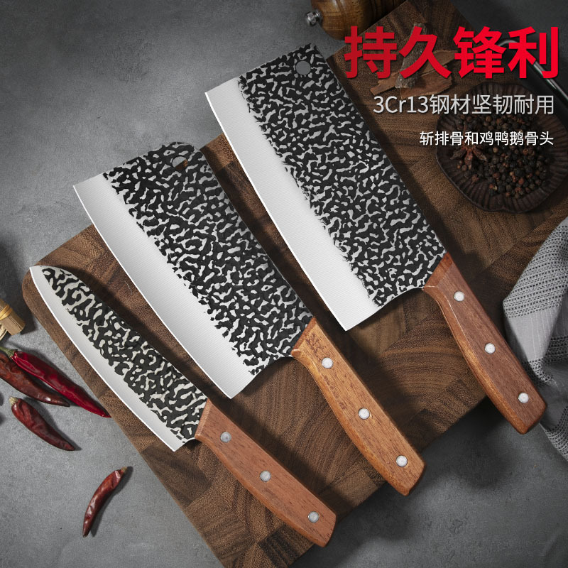 現物卸売りキッチンの3点セットのナイフは、手でハンマーを鍛えて、ナイフを切って、家庭用の鋭利なシェフナイフを切ります。|undefined