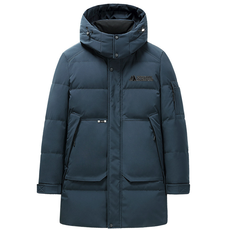 Stand-Up Collar, Detachable Hood, Mid-Length, Thickened, Warm Outdoor Duck down Men's down Jacket, Ski Jacket, Hooded Coat for Men