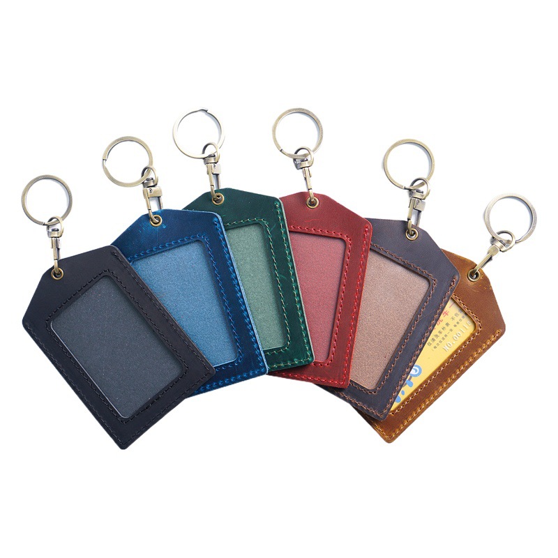 Genuine Leather Document Holder, Work Id Card Holder, Work Badge, Factory Brand Badge, Bus Campus Access Control, Student Meal Card Protective Cover