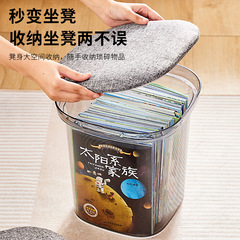 ストレージスツールスツールプラスチック透明収納ボックス家庭用玩具収納整理多機能靴交換スツール収納ベンチ