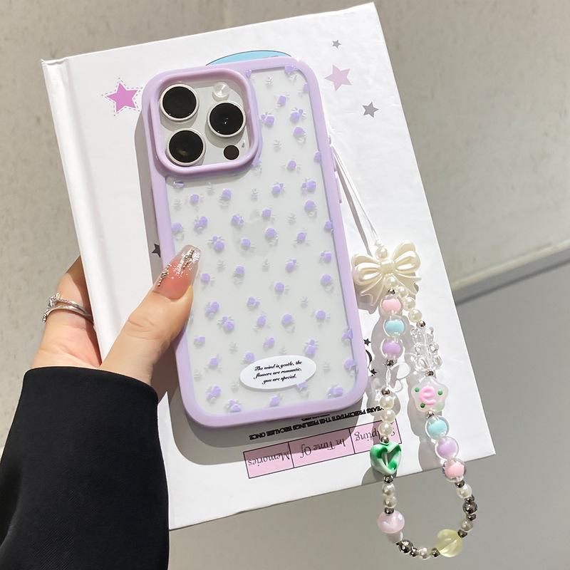 韩系ins满屏小碎花适用ihone17promax手机壳苹果15pro14带手链13|undefined