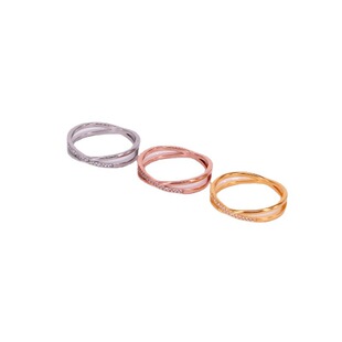 Golden fashionable ring, J5-310, Korean style, micro incrustation, pink gold, on index finger 5