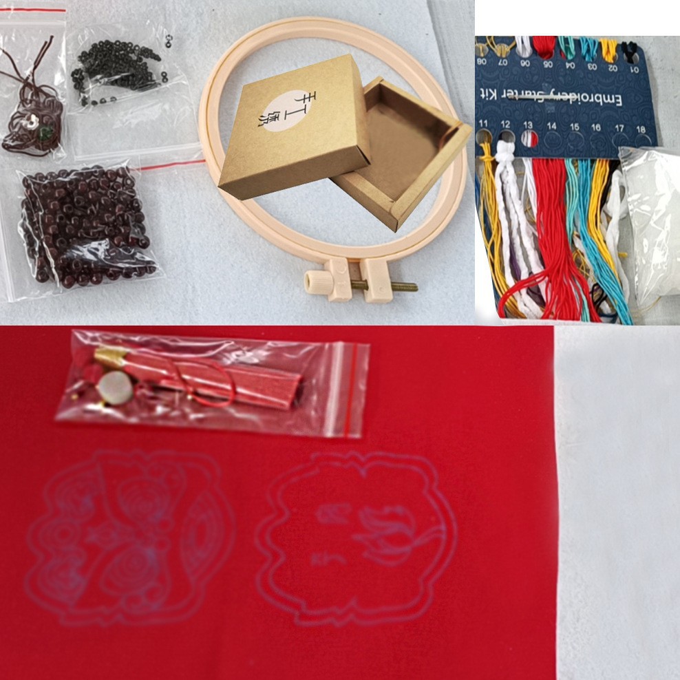 Nuevo Lu Bordado Diy Paquete de material hecho a mano Bordado Bolsita creativa Regalo de punto de cruz Bolsita colgante de estilo antiguo