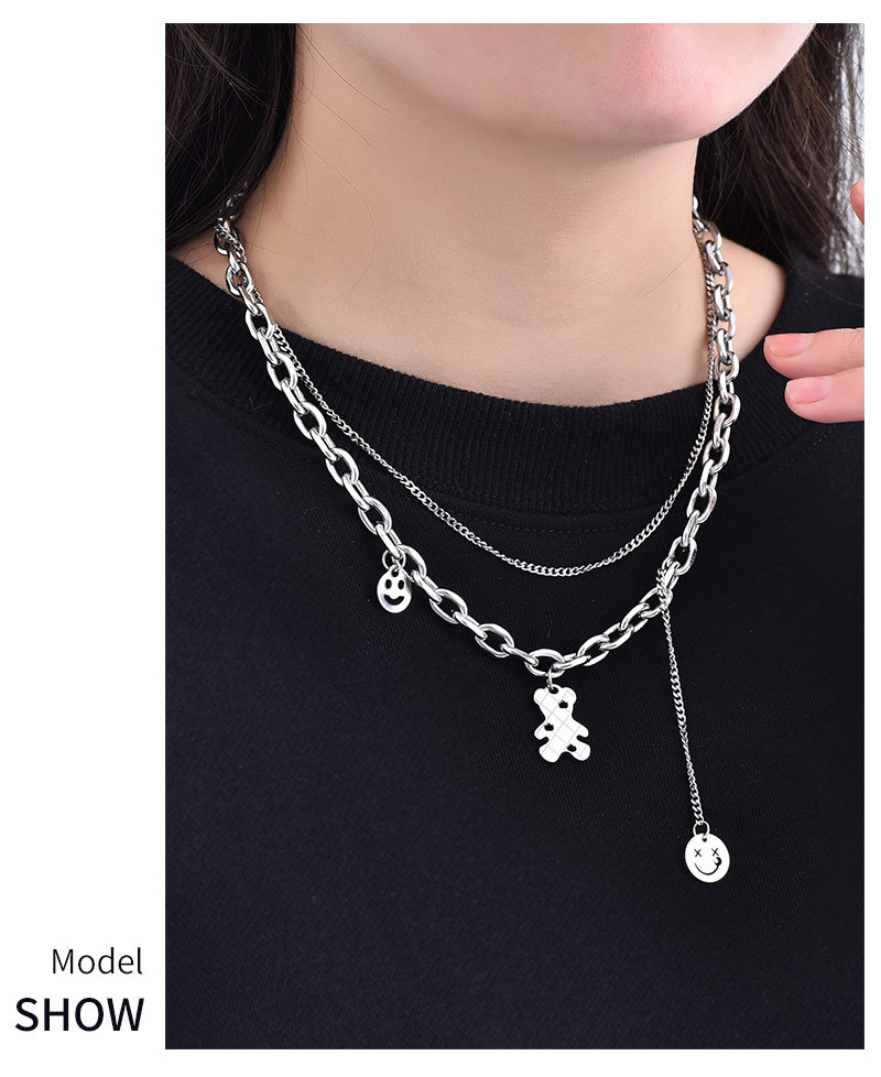 双层小熊笑脸项链_06