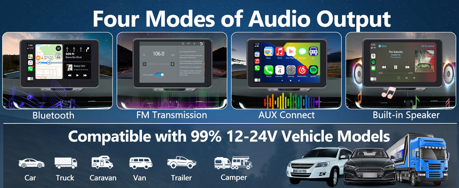 Cross-Border 7inch Wireless Carplay Portable Car Bluetooth Mp5 Player Multimedia Android Screen Projection Navigator