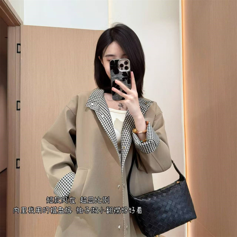 Qian Zhang Zhang Lazy Paper Man ~ Ultra-Textured Cotton One-Piece Two-Wear Stand-Up Collar Silhouette Mid-Length Windbreaker for Women