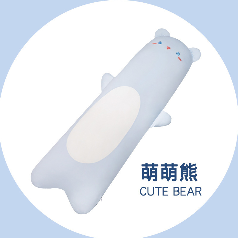 夏の涼しいアイスシルク通気性のある長い枕、女の子が寝室で寝るためのベッドサイドの横向き寝脚枕、取り外し可能で洗濯可能|undefined