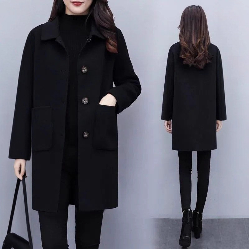 Thickened Woolen Outwear for Women Autumn and Winter 2025 New Spring Mid-Length Slim Fit and Versatile Woolen Outwear