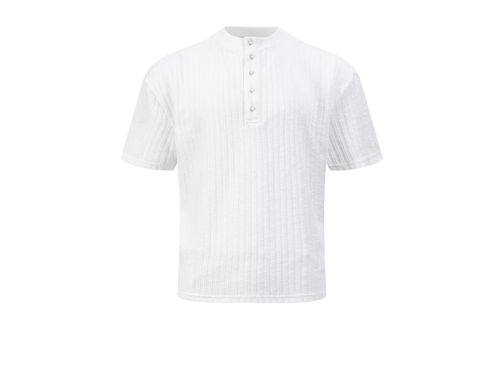 Herren Henley Shirt Waffelstruktur Langarm Button Pullover_voghion.com