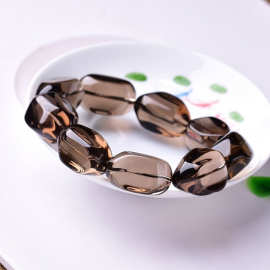 天然茶水晶手链级茶晶手串全净体男女款手链烟晶单圈开运保平安