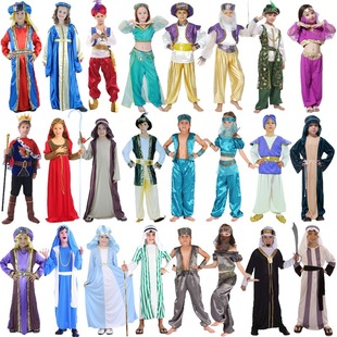 Halloween Children Men and Women Indian Aladdin Clothes Arab Folk Dance Show Prince Princess Costume