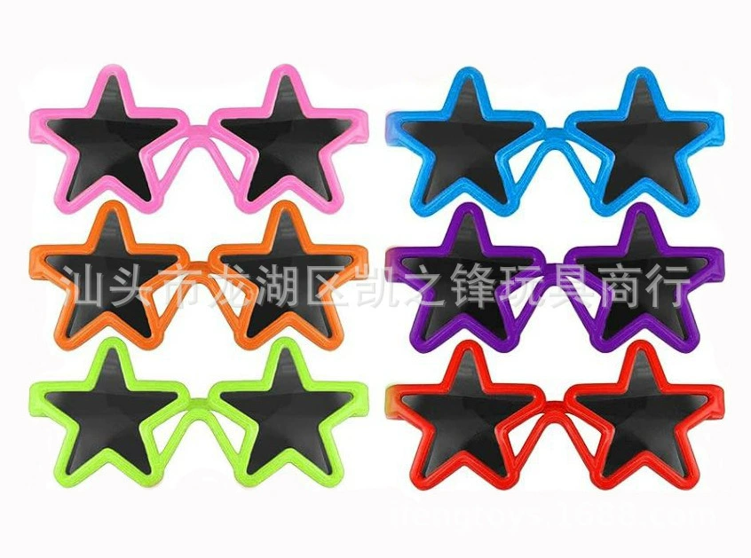 Трансграничные пластиковые пятиконечные очки для детей 6-цветные звездные очки в форме звезды