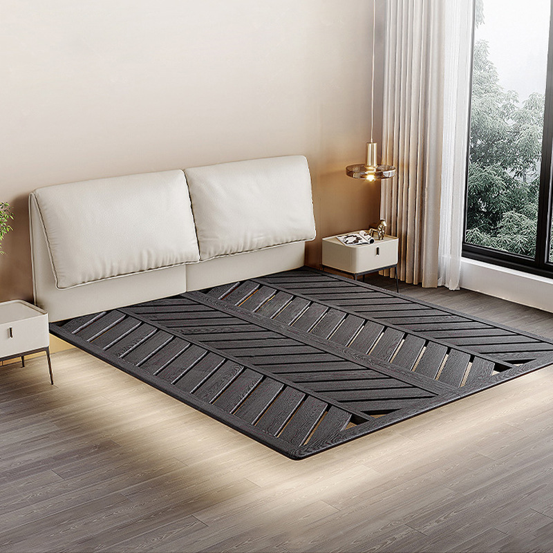 Estilo crema orejas de elefante cama suave cama de cuero real 1,8*2 M dormitorio principal cama de suspensión atmosférica de alta gama muebles de cama de boda