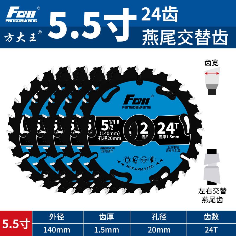 Specifications:Upgraded model: 5.5 inches 140mm*24 teeth [5 pieces]