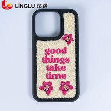 刺绣手机壳定制图案手机壳布贴补丁贴字母logo电脑绣花手机保护套