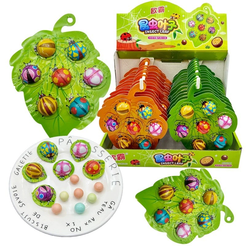 Листья насекомых семь звезд божья коровка шоколадные бобы детская сеть красная закуска конфеты какао масло игрушечный сахар большой оптовый