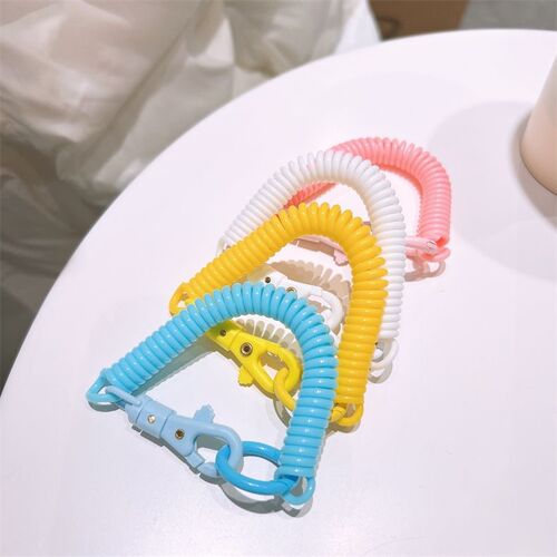 Macaron color anti-lost card holder spring rope work card lanyard elastic rope elderly student access card lanyard