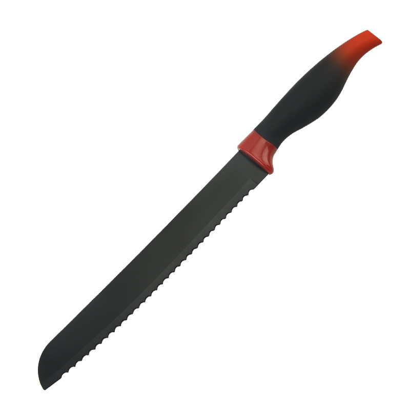 Comercio exterior al por mayor de goma plástico color gradiente mango de abdomen de acero inoxidable pulverización de pintura cuchillos de cocina regalos de plástico transfronterizos