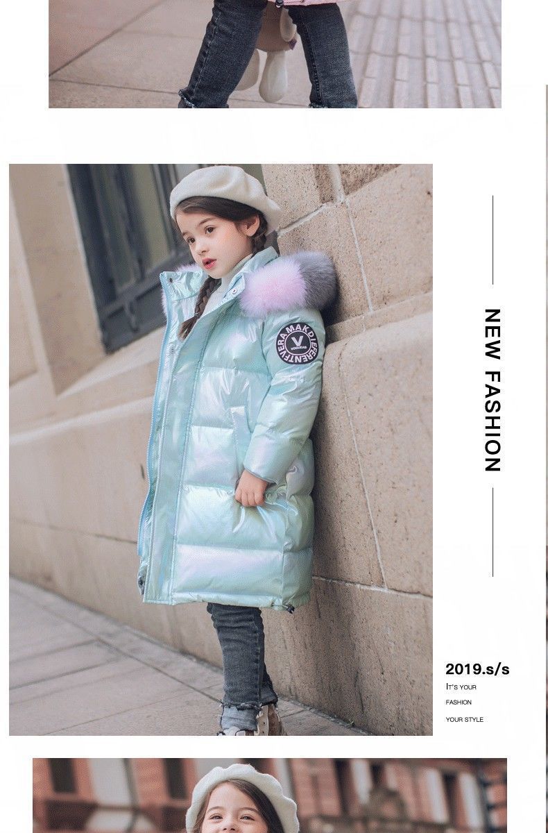 Kids' Clothing Children's Down Cotton Jacket For Baby Girls Mid Length Girls Middle And Large Children Stylish Shiny Winter Coat Cotton Jacket_voghion.com