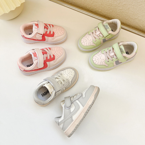 夏萌童鞋网红儿童时尚低帮板鞋男童魔术贴休闲鞋女童软底小白鞋