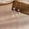 Trend fresh long earrings with tassels, universal zirconium, 2021 collection, flowered, internet celebrity