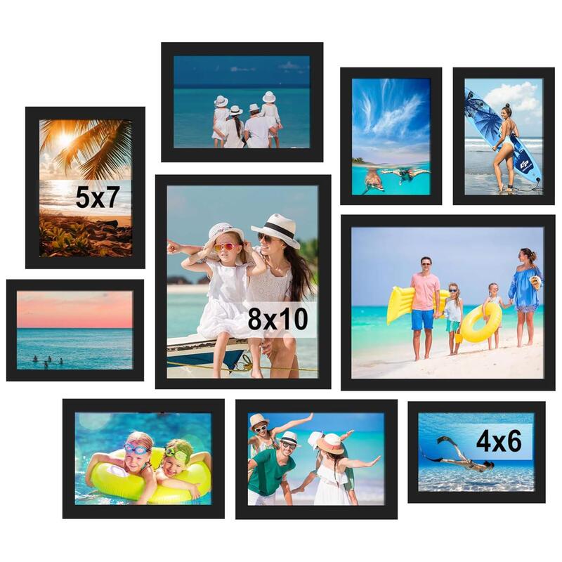 10-Piece Photo Frame Collage Wall Decoration Desktop or Wall-Mounted Display Gallery Frame Set 6 Inches 7inch 10inch