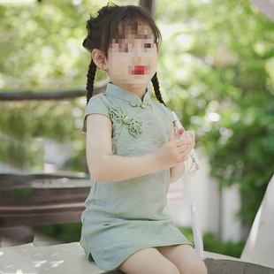 Children's Cheongsam 2025 New Style Republic of China Ancient Style Summer Baby Girl Tang Suit Dress Chinese Style Improved Girls Han Dynasty