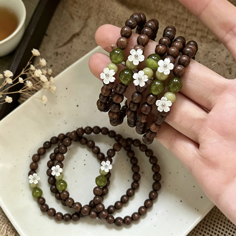 "Wooden Blossom" Zen-Inspired Golden Sandalwood and Green Sandalwood Bracelet, Cool and Elegant, New Chinese Style, High Aesthetic Value, Multi-Loop Bracelet "Wooden Blossom" Zen-Inspired Golden Sandalwood and Green Sandalwood Bracelet, Cool and Elegant, New Chinese Style, High Aesthetic Value, Multi-Loop Bracelet