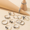 Fashionable retro stone inlay, set, ring, European style, with gem, 13 pieces