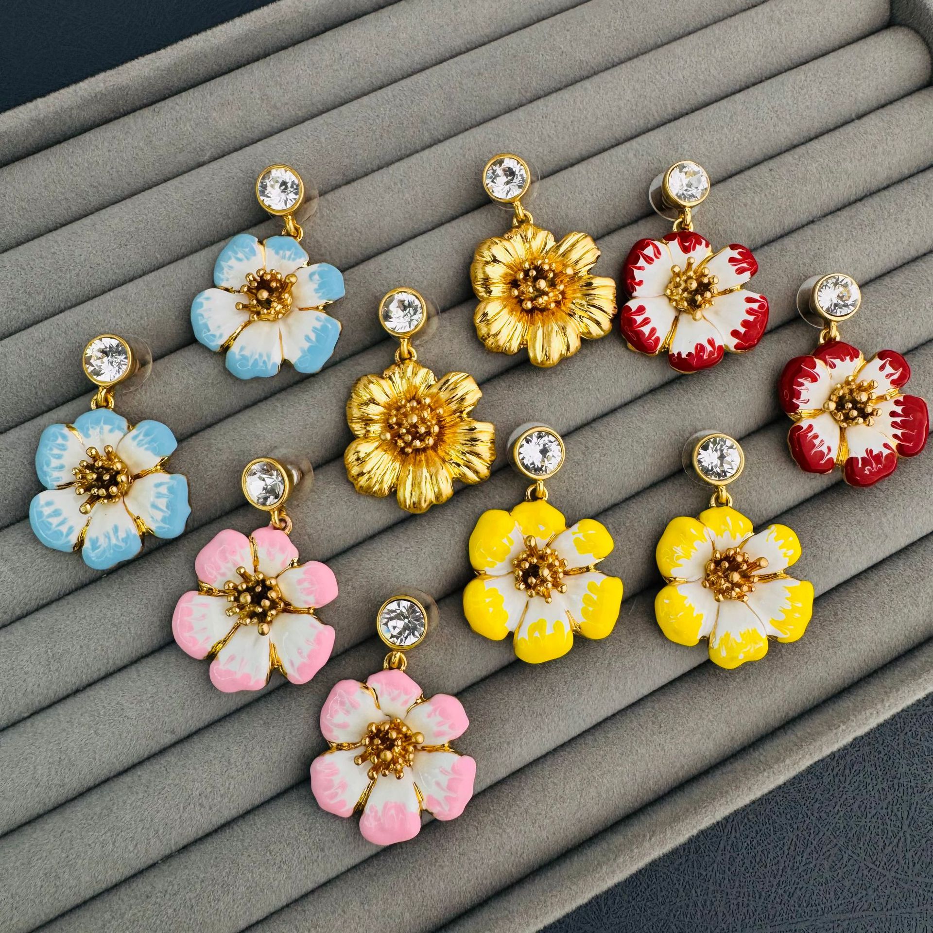 Oscar European and American Fashion Stylish Retro Hand-Painted Enamel Flower Earrings Accessible Luxury Colorful Elegant Beautiful Earrings for Women