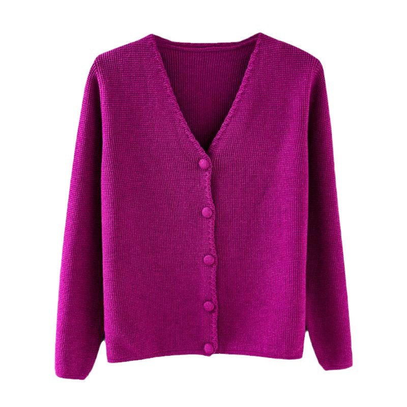 【 Cashmere Family 】 Strickjacke aus Wolle mit V-Ausschnitt, lockerer Damen-Strickpullover in Übergröße, kurzer Stil für den Herbst_voghion.com