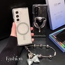 三星Galaxy z fold 3/4/5代折叠手机壳ins韩风闪粉磁吸适用zfold5