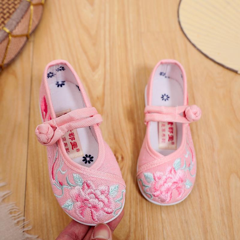 2021春季新款布鞋兒童繡花鞋民族風童鞋寶寶古裝表演鞋女童漢服鞋