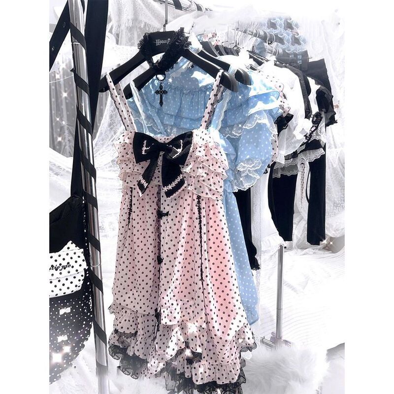 Butterfly Sweet Dreams Summer New Japanese Style Vintage Cardigan Bowknot Flower Bud Dress Two-Piece Set