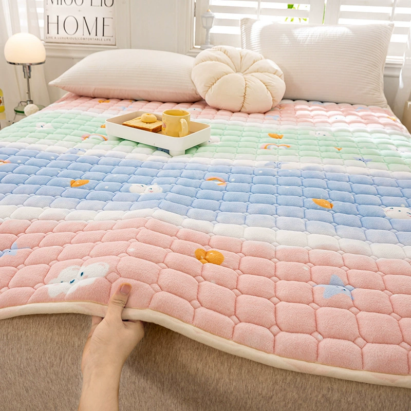Новый молочный бархатный теплый Печатный матрас складной Одноместный двойной толстый нескользящий матрас для Общежития Матрас татами