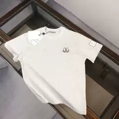 New Summer Moncler Miao Short Sleeve T-Shirt Men Pure Cotton Casual Embroidered Crew Neck Heavyweight Men's T-Shirt Couple's Style