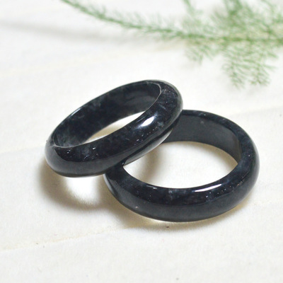 Emerald jade Wuji Oil Green Black Jadeite Ring Ring Ring ring men and women lovers Pinky Pinky Ring wholesale