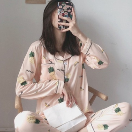 Cardigan Pijamas Mujer Otoño e Invierno Internet celebridad lindo traje de dos piezas de manga larga casual primavera coreana y otoño princesa estilo ropa para el hogar image 1