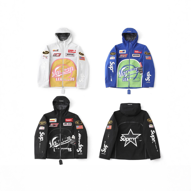 Cross-Border Currency Suprx V Leathe Joint Casual Logo Decal Waterproof Zipper Jacket Cross-Border Currency Suprx V Leathe Joint Casual Logo Decal Waterproof Zipper Jacket