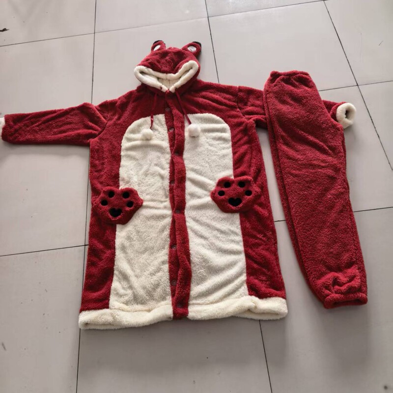 Fox Pajamas, Little Raccoon Coral Fleece, Panda Couple's Autumn and Winter Warm Robes, Can Be Worn Outside, Women's Dinosaur Loungewear Fox Pajamas, Little Raccoon Coral Fleece, Panda Couple's Autumn and Winter Warm Robes, Can Be Worn Outside, Women's Dinosaur Loungewear