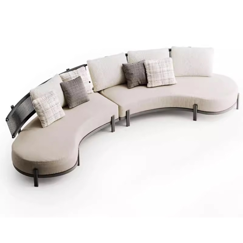 Jardín al aire libre sofá de caña patio hotel balcón impermeable ocio arco de aluminio silla de caña muebles combinados