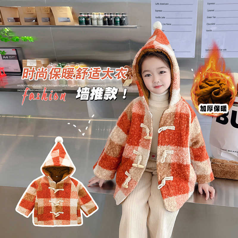 女童呢子外套冬装2025新款儿童洋气冬款宝宝冬季加绒加厚毛呢大衣