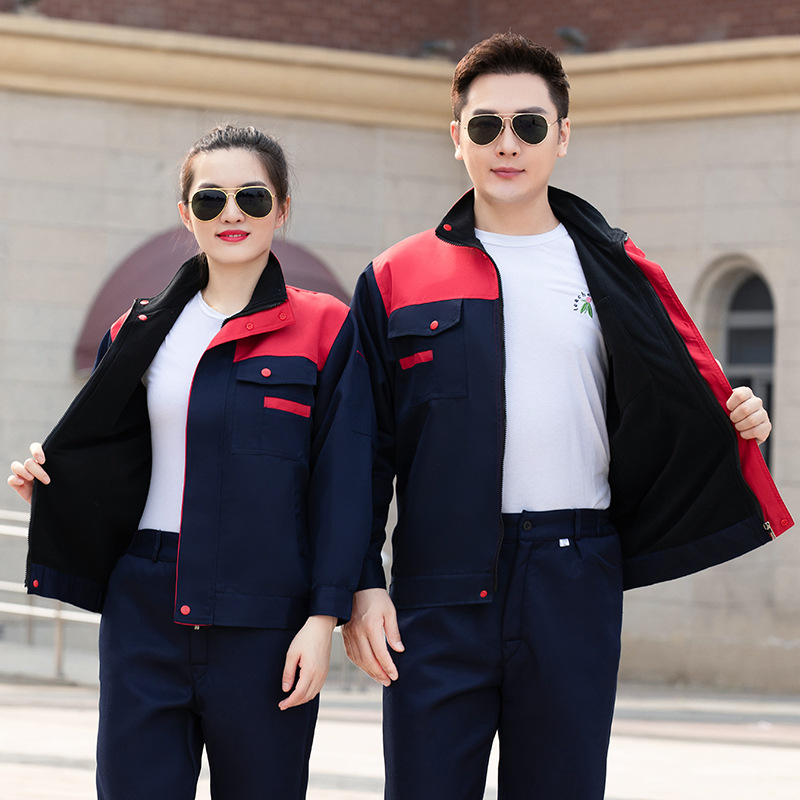 春秋冬双层工作服套装男工装汽修服摇粒绒劳保服加厚车间厂服批发