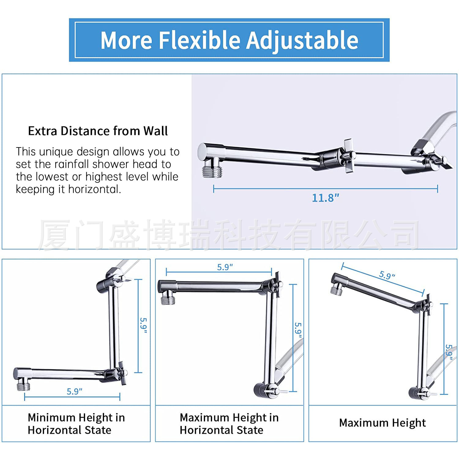 Soporte de extensión de ducha plegable brazo 1/2 conector con tuerca móvil oculta superior spray ducha varilla de extensión al por mayor