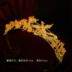 新娘秀禾头饰金色中式凤冠发冠龙凤金色皇冠秀禾服中式新娘头饰